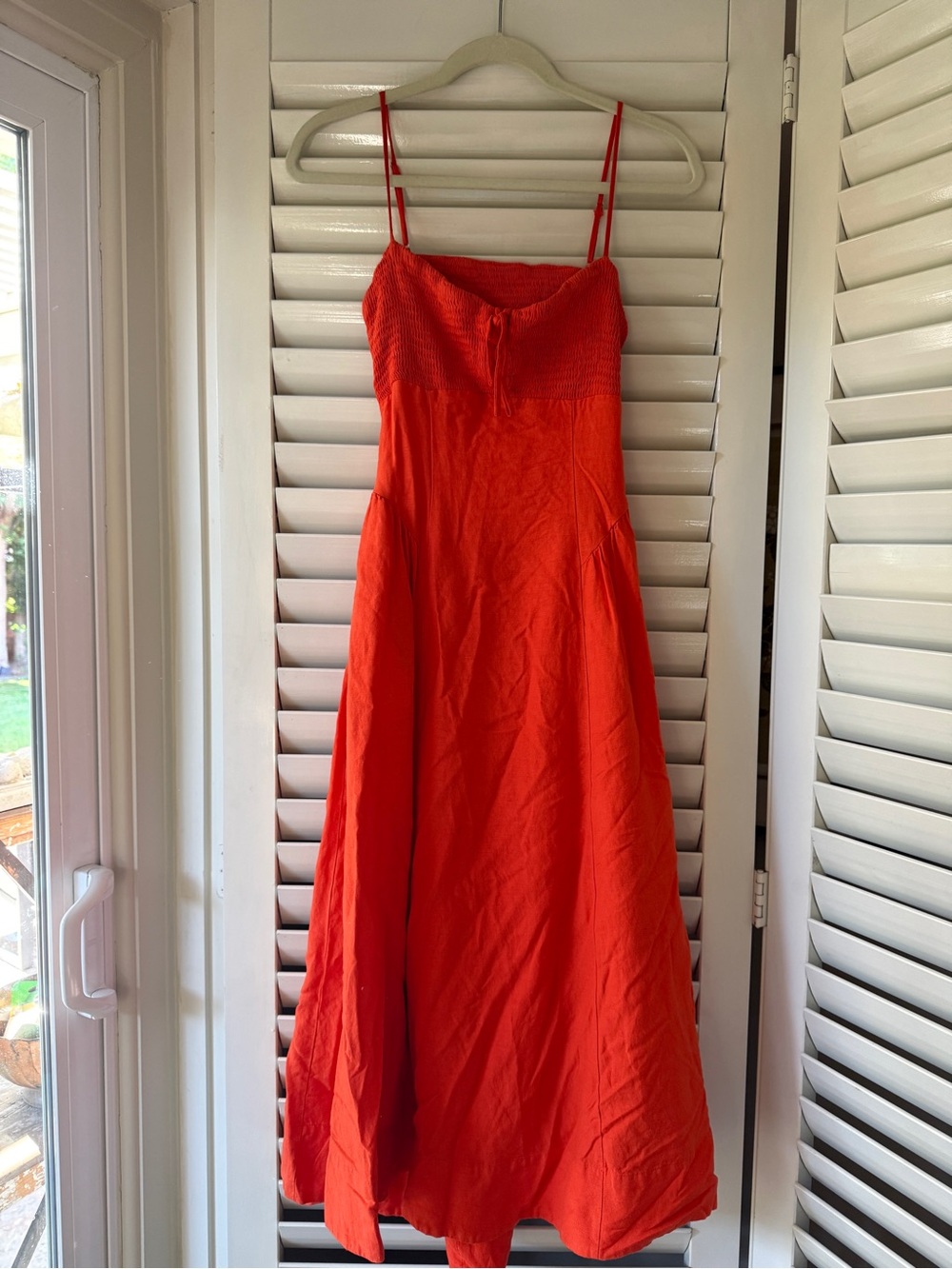 Astr the Label Strapless Orange Linen Blend Midi Dress